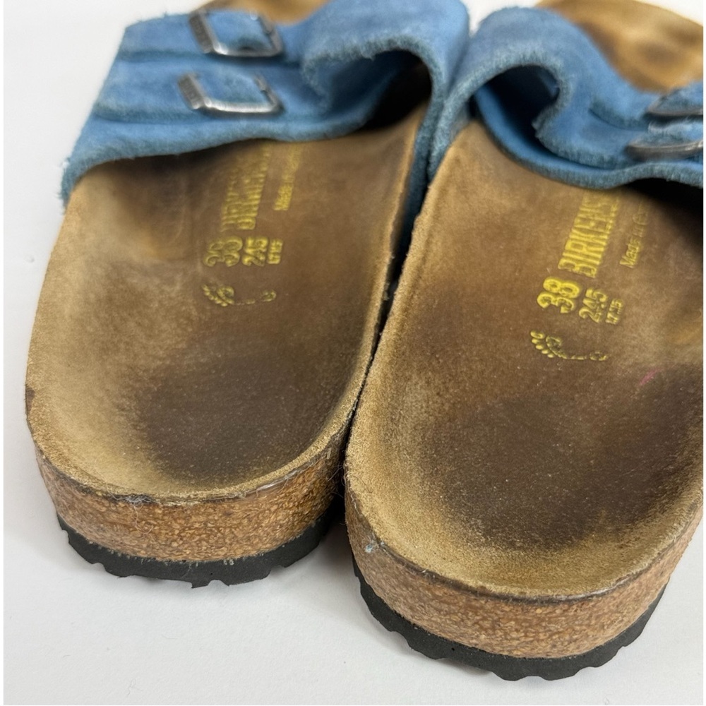 Birkenstock Women’s Zurich Light Blue Suede Slide Sandals, size 7.5 US / 38 EU - Picture 5 of 12